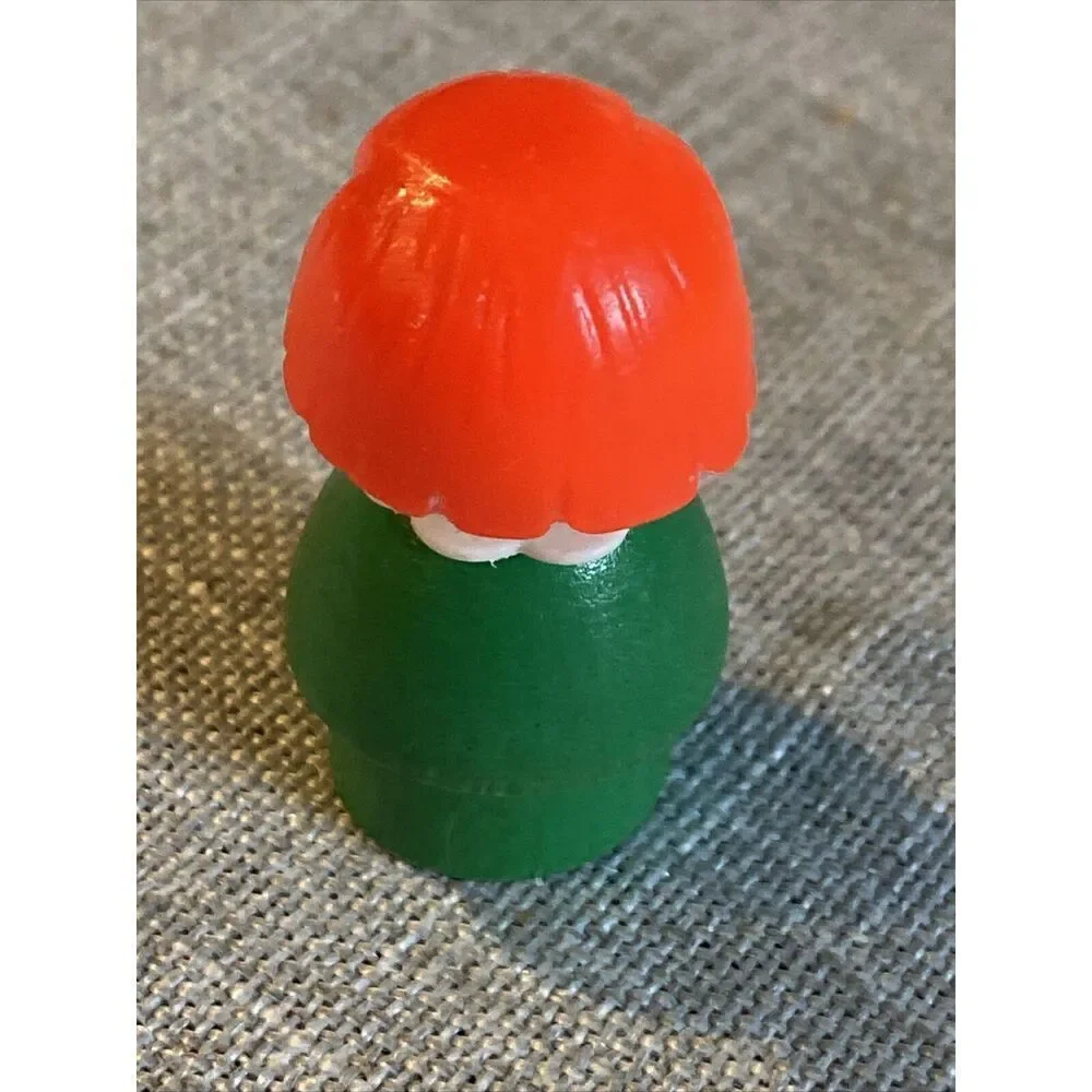 Fisher Price Little People Wood Green Girl Red Hair 1965-1978 School Fam vtge